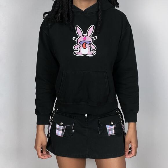 Rare Y2K Vintage Glitter It's Happy Bunny Hoodie Sweatshirt Grunge Jim Benton - Picture 16 of 16